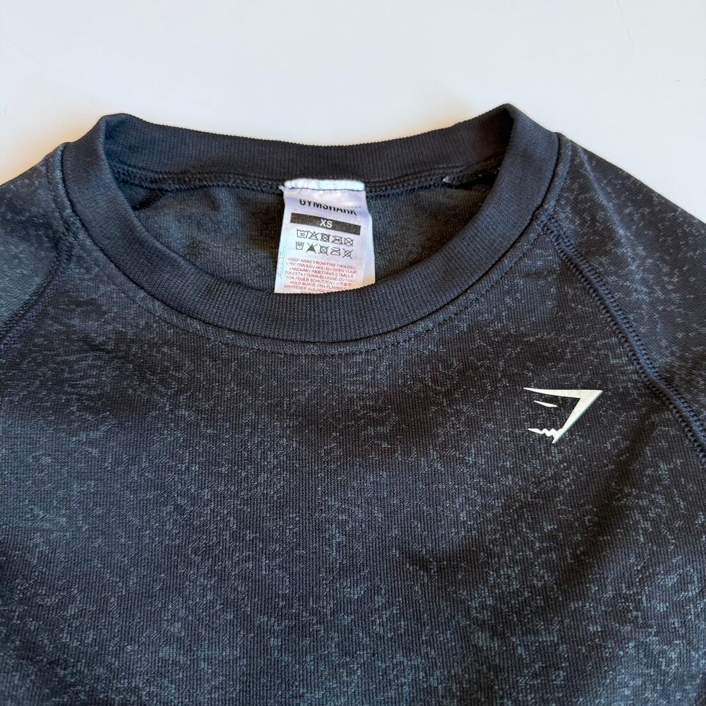 GYMSHARK Womens XS Black Adapt Fleck Seamless Long Sleeve Crop Top - Picture 3 of 7